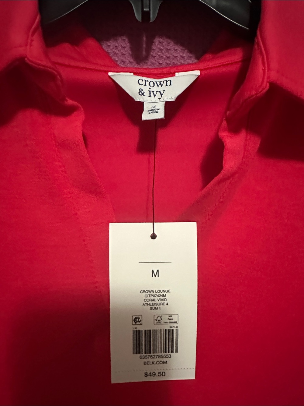 crown & ivy Bright Red Short Sleeve Polo Tee - Picture 2 of 4